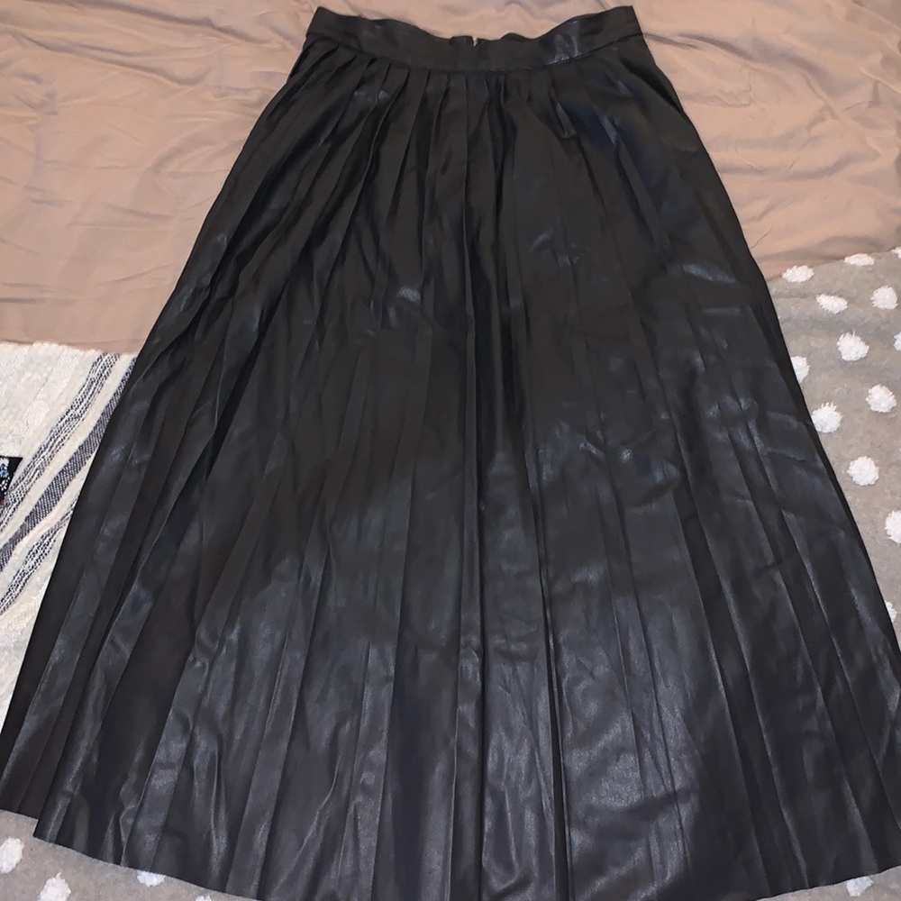Zara Pleated Leather Skirt
